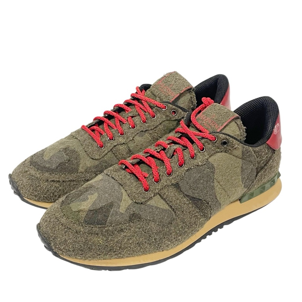 Valentino Garavani Men’s Size 41/8 Green‎ Camouflage Rockrunner Low Top Sneakers